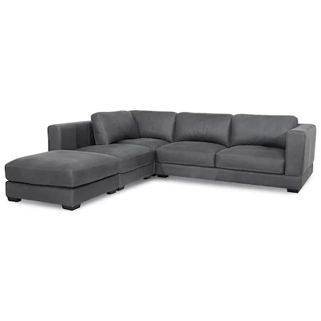 Casual Contemporary 4-Piece Sectional with Block Feet